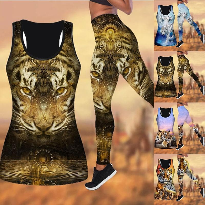 Tinuta de yoga cu imprimeu Little Tiger pentru femei, leggings de antrenament imprimati 3D, pantaloni casual de yoga cu talie inalta cm albastru