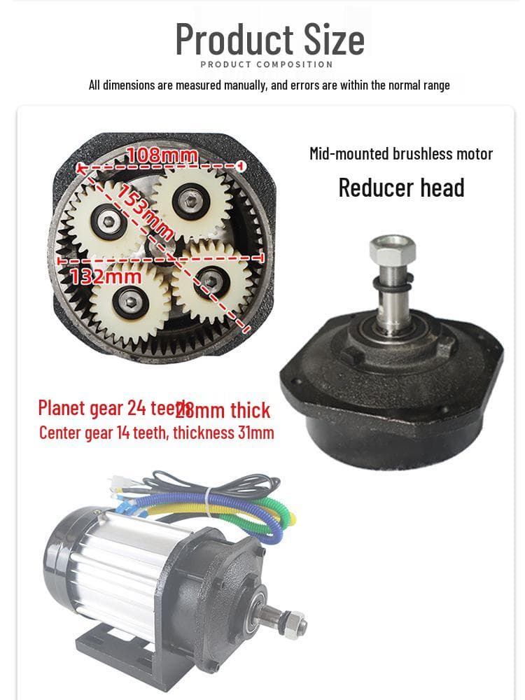 Reductor Triciclu Electric cu Motor DC cu Perii: Ansamblu Cutie de Viteze Capac Față