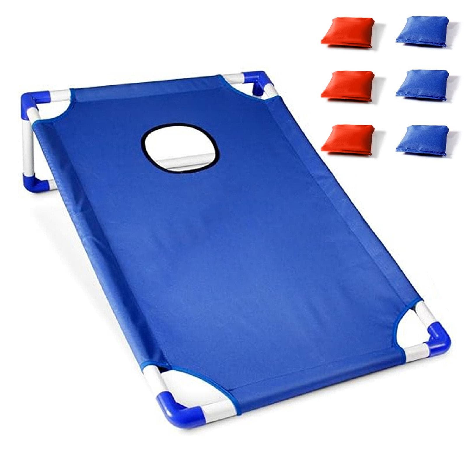 Set portabil Cornhole cu 1 tablă de joc Cornhole și 6 saci de fasole pentru jocul de aruncare în curte roșu