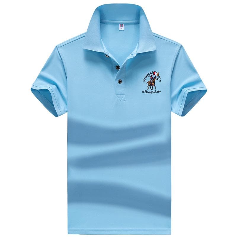 Fitness pentru bărbați cămașă polo ocazional guler în picioare Tricou cu mânecă scurtă pentru bărbați Tricou polo brodat respirabil cm alb