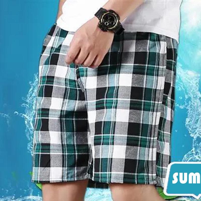 Pantaloni scurți pentru bărbați, lejer, sport, drept, bumbac, vară, în carouri, pantaloni scurti cm