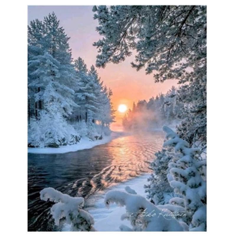 Pictură cu diamant DIY 5D, broderie cu râu și zăpadă, cu punct de cruce, cadou realizat manual pentru decorarea casei