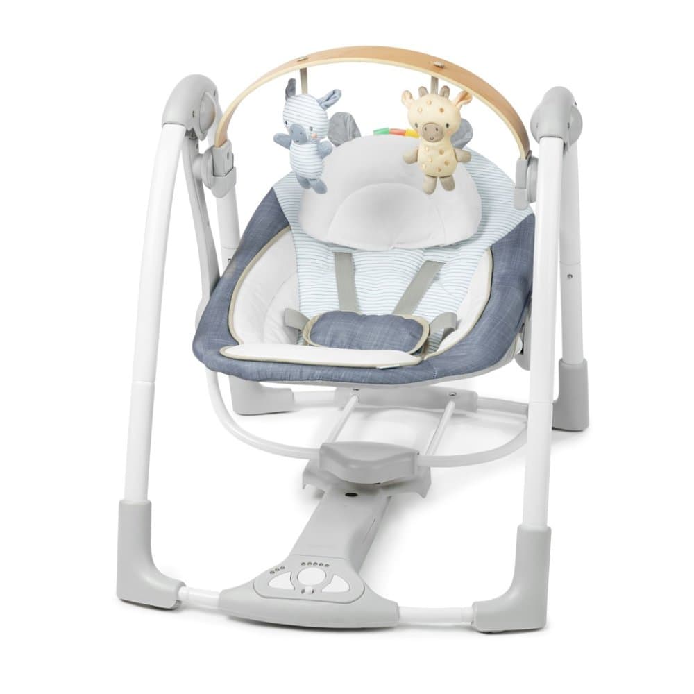 INGENUITY Leagăn convertibil cu melodie Swing'n Go Chambray 0m+ până la 9kg