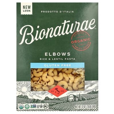 Bionaturae, Paste fără gluten de orez și linte, coate, 12 oz (340 g)