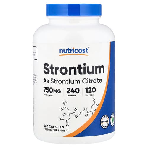 Nutricost, Stronțiu, 240 capsule (375 mg per capsulă)