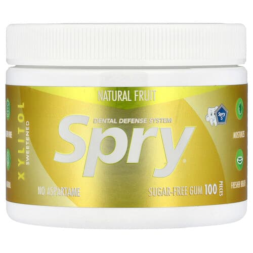 Xlear, Spry®, gumă de mestecat fără zahăr, fructe naturale, 100 bucăți