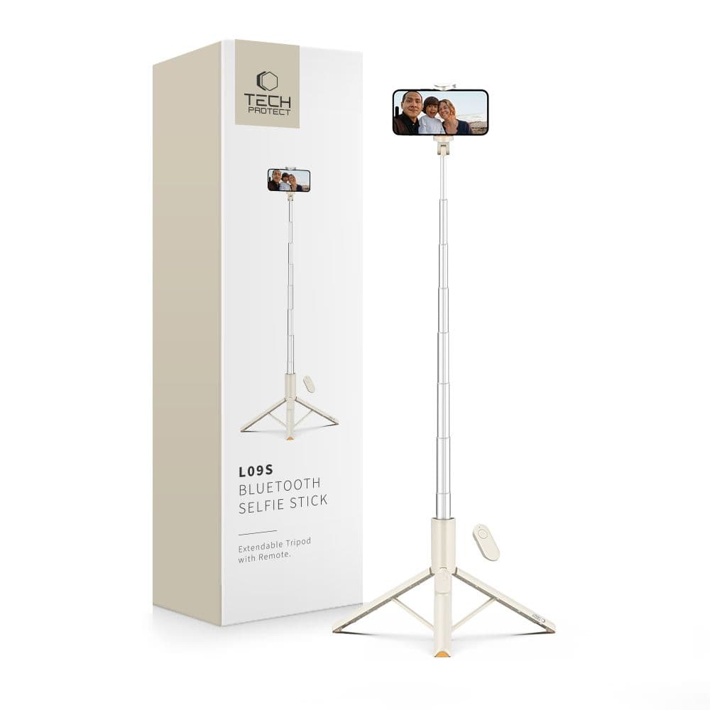 TECH-PROTECT L09S Selfie stick cu trepied BEIGE