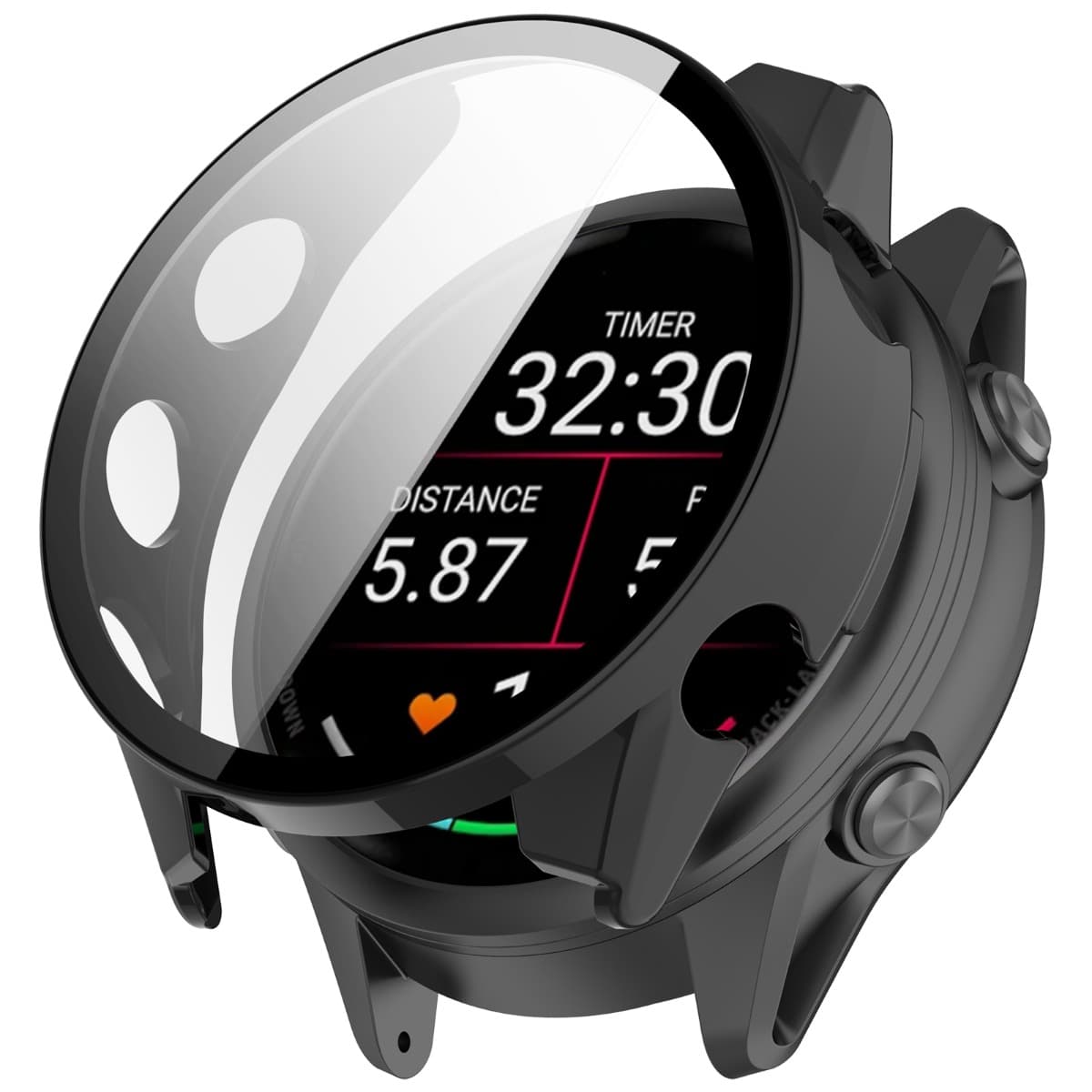 PC FULL COVER Carcasă plastic cu sticlă pentru Garmin Forerunner 570 42mm negru