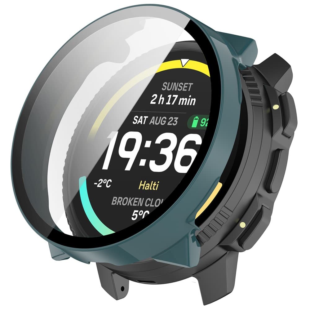 PC FULL COVER husă din plastic cu sticlă pentru Suunto Vertical 2 verde