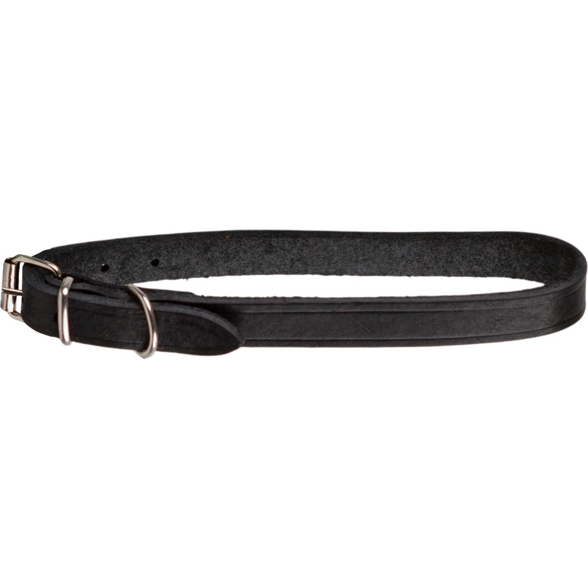Zgarda din piele naturala pentru caini medii 29-35 cm, neagra, reglabila, 15 mm latime, Tuscany