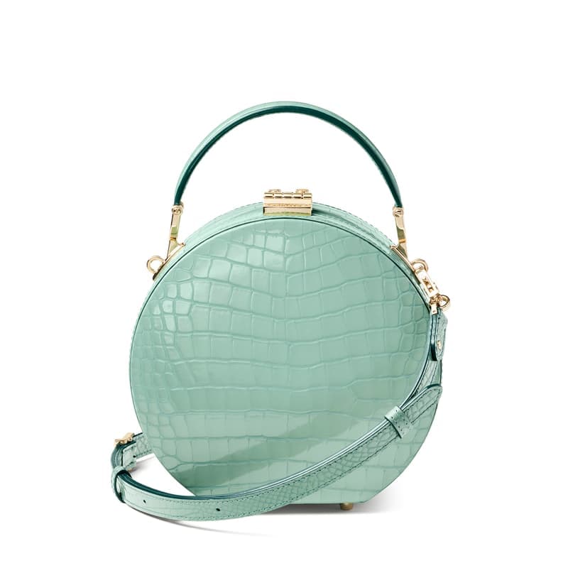 Aspinal of London Hat Box in Willow Patent Croc