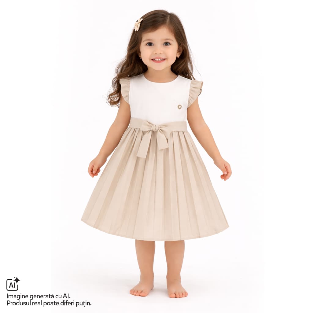 Rochie copii Chicco, Bej cu model, 01245-70MC