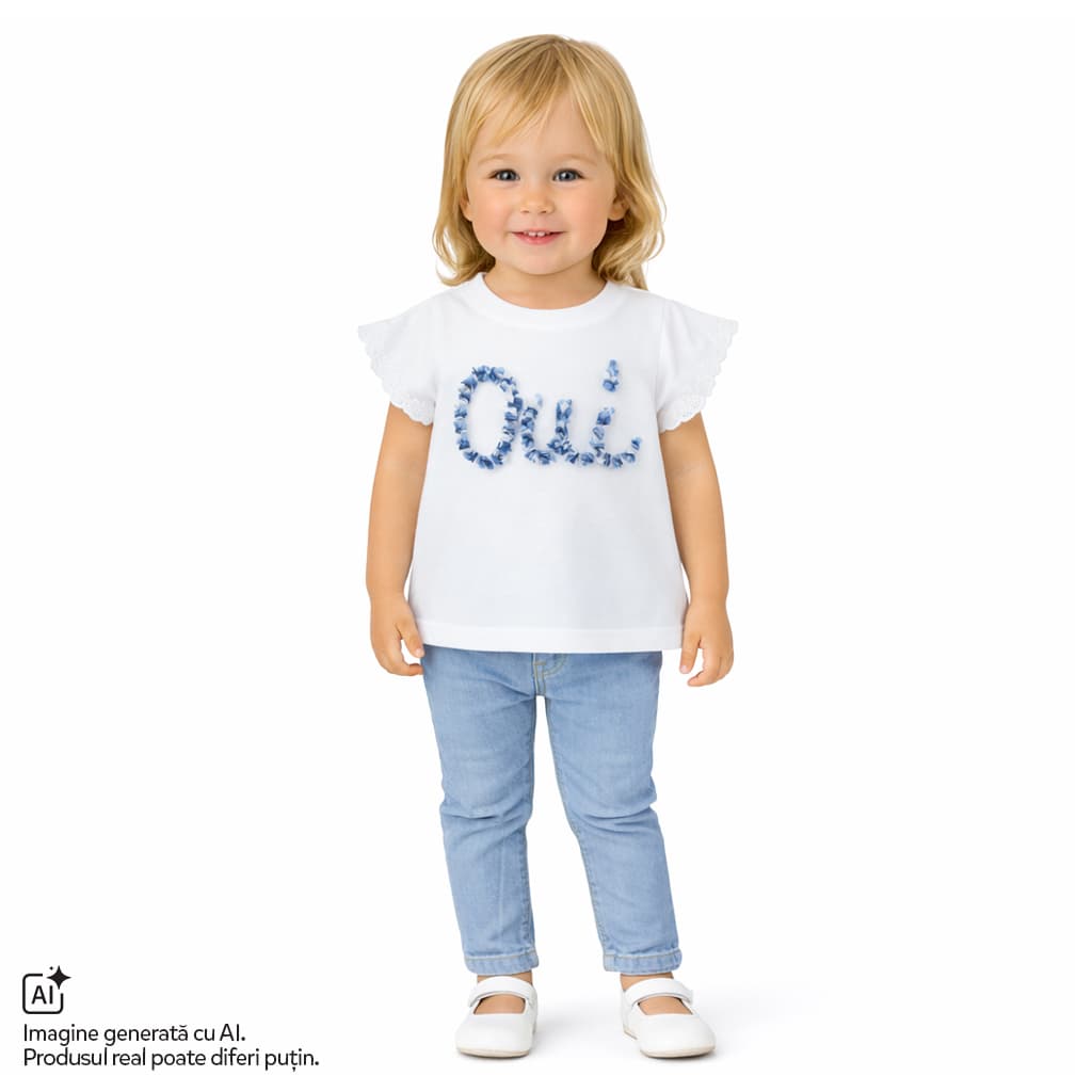 Tricou copii Chicco, Alb cu albastru, 01856-70MFCO
