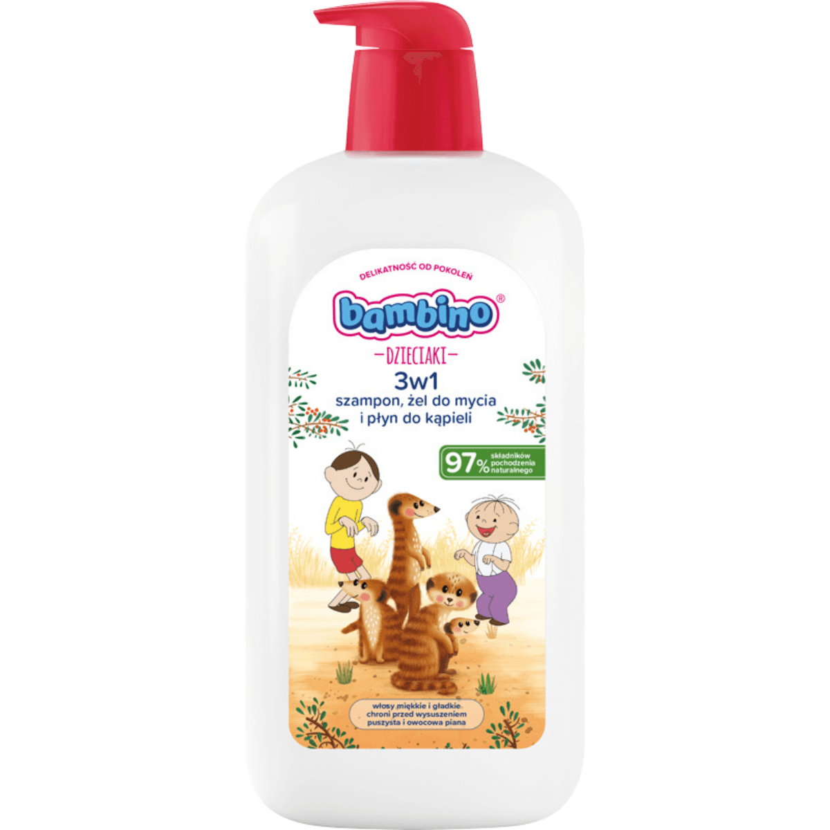 Bambino Kids Șampon Gel de spălare și lichid de baie 3-in-1 Surykats 1000ml