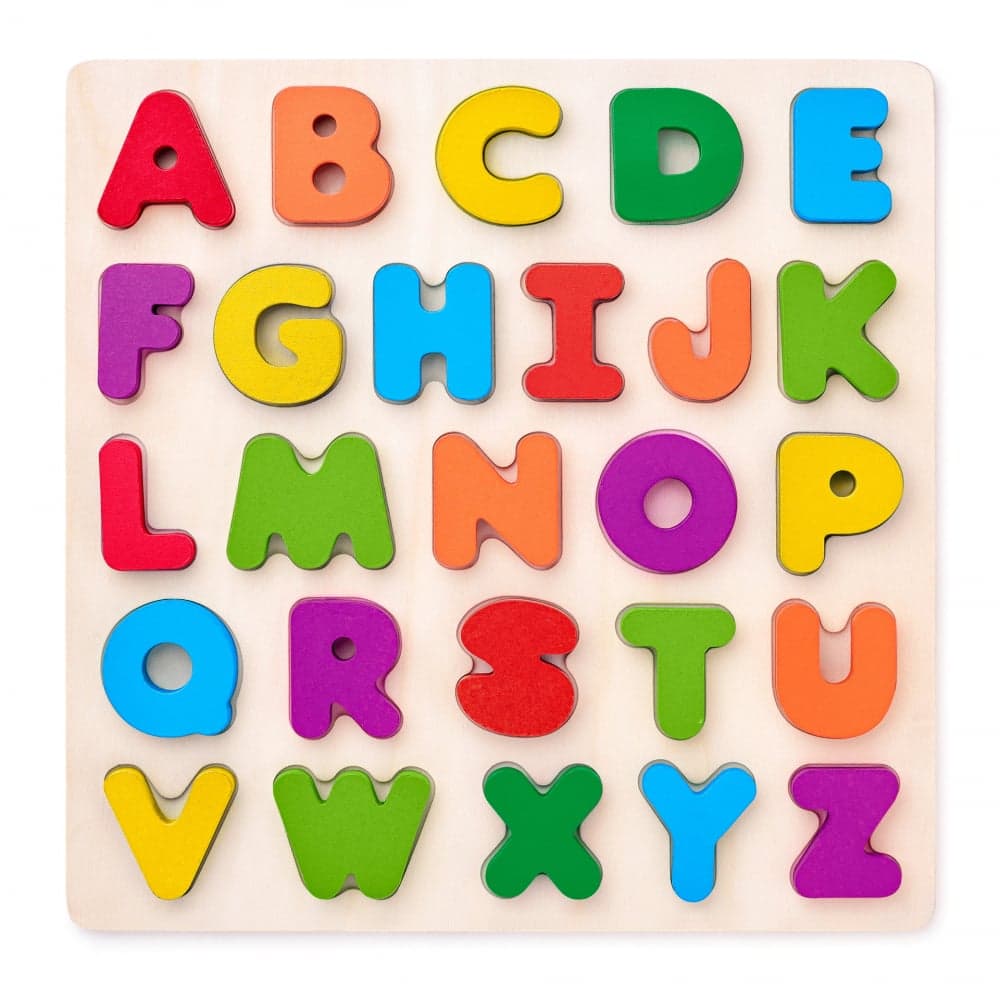 Puzzle din lemn , Alfabet A, Z, litere mari, 26 piese educative