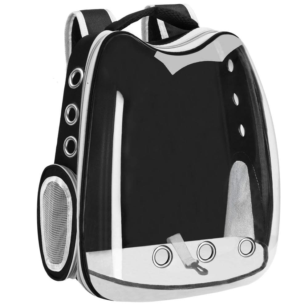 Rucsac transport animale hublou panoramic buzunare laterale, maxim 12 kg, design ergonomic, negru