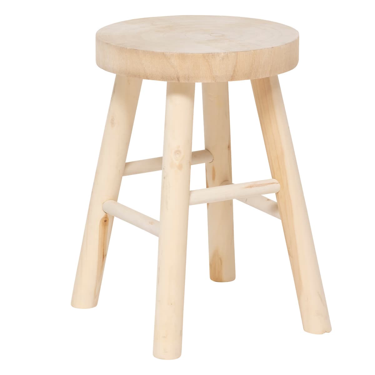 Taburet atmosphera nyar lemn paulownia rotund, 28x41 cm, design natural, bej natur