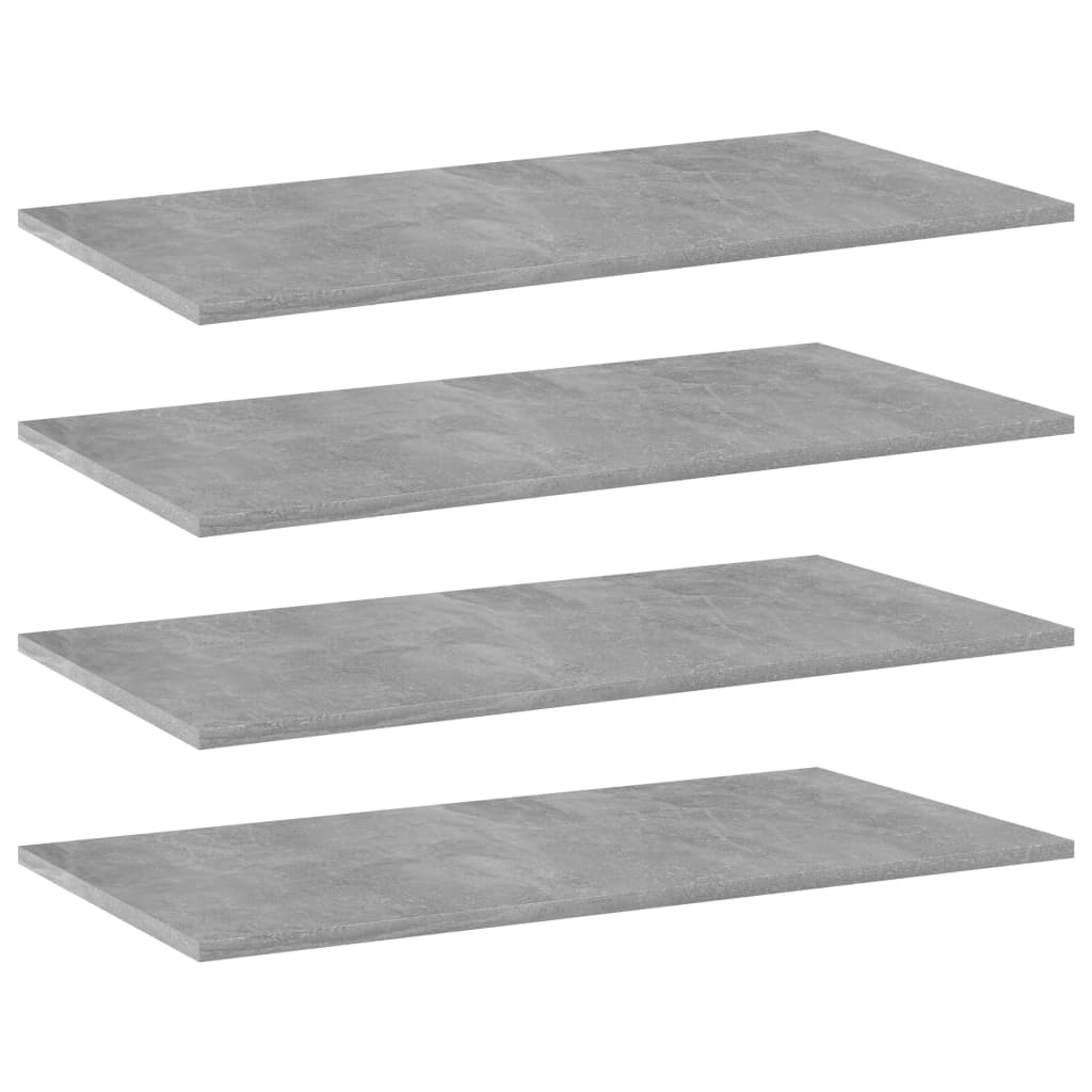 Gossi placi biblioteca, gri beton, 4 buc, 80 x 40 x 1,5 cm, pal