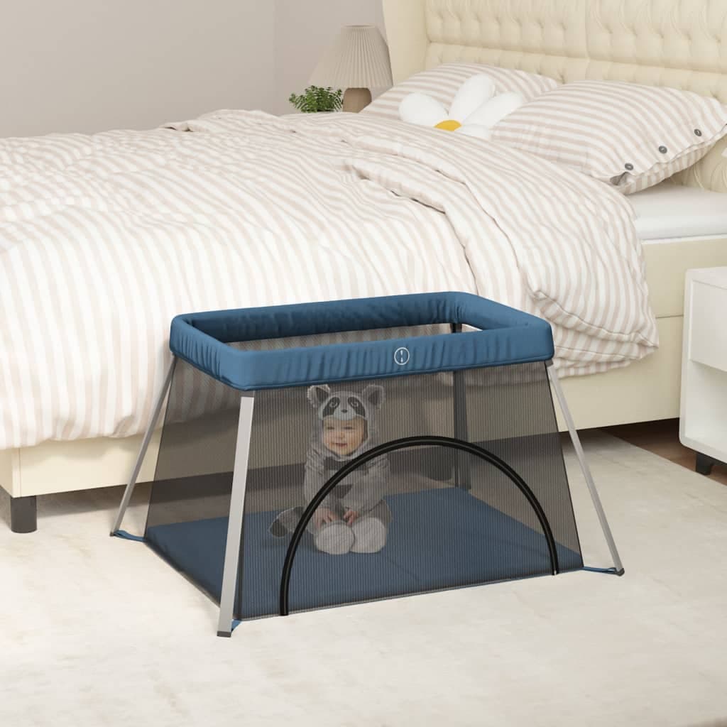 Gossi tarc pentru copii cu saltea, bleumarin, panza textil