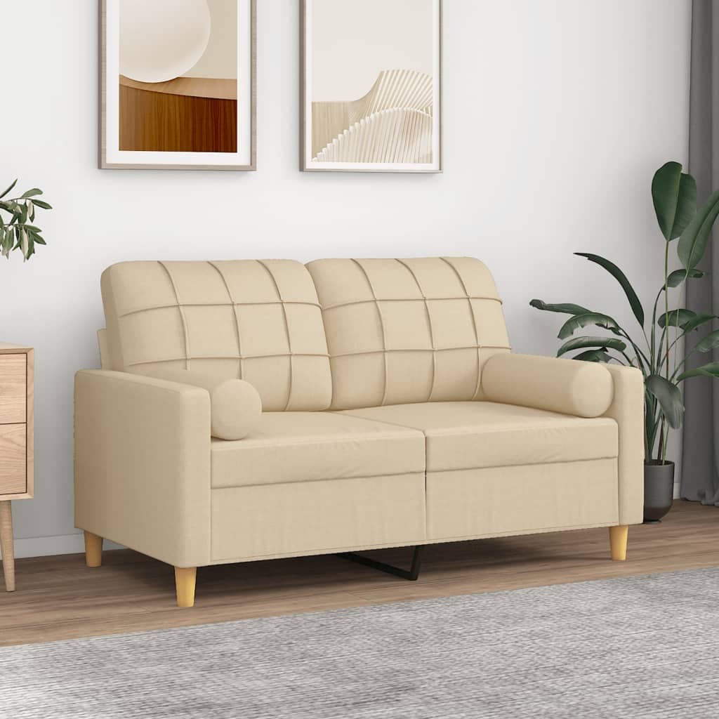 Gossi canapea cu 2 locuri cu pernute, crem, 120 cm, textil