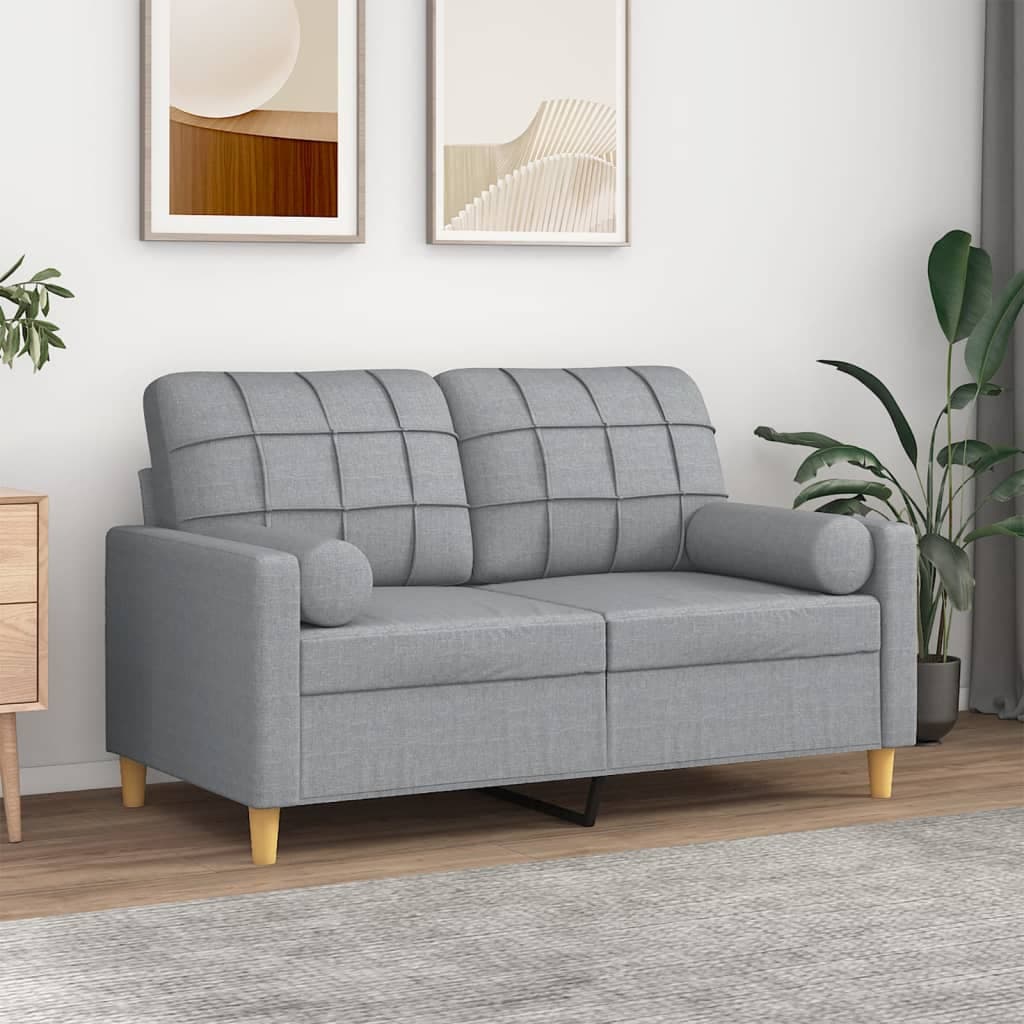 Gossi canapea cu 2 locuri cu pernute, gri deschis, 120 cm, textil
