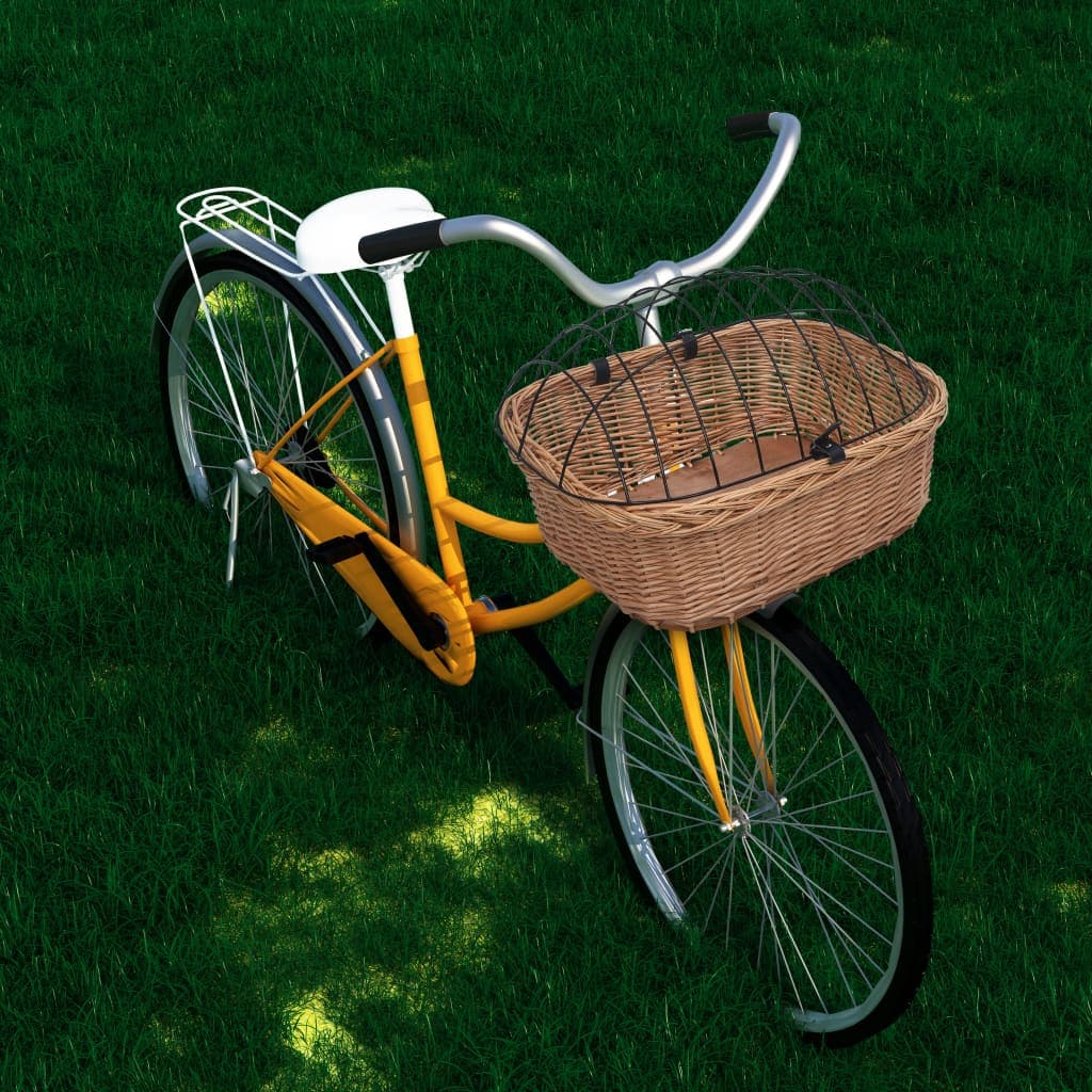 Gossi cos frontal bicicleta cu capac, 50x45x35 cm, salcie naturala