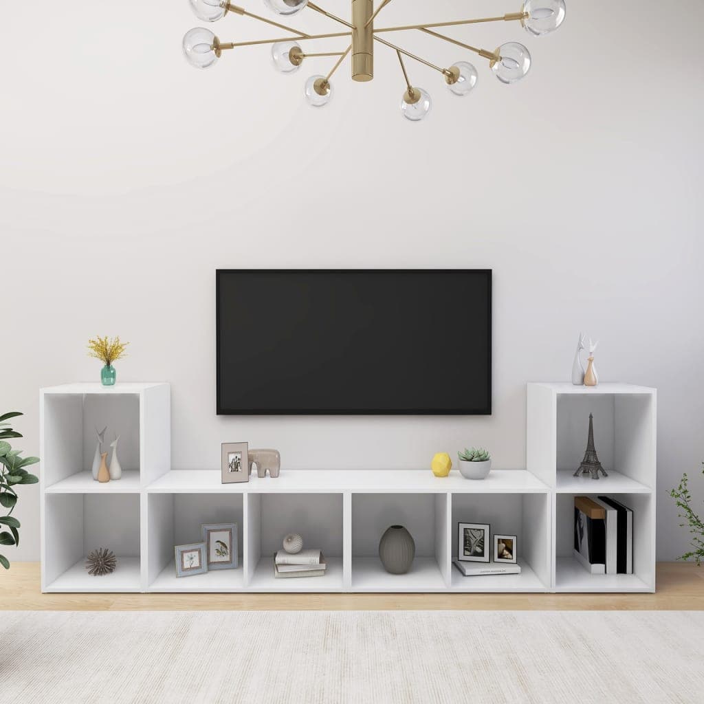 Gossi dulapuri tv, 2 buc., alb, 72x35x36,5 cm, lemn prelucrat