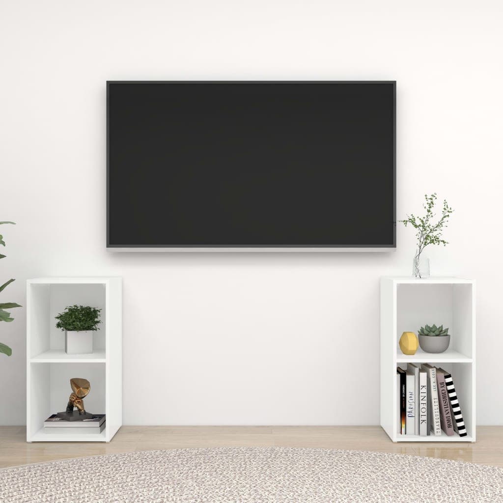 Gossi dulapuri tv, 2 buc., alb, 72x35x36,5 cm, lemn prelucrat