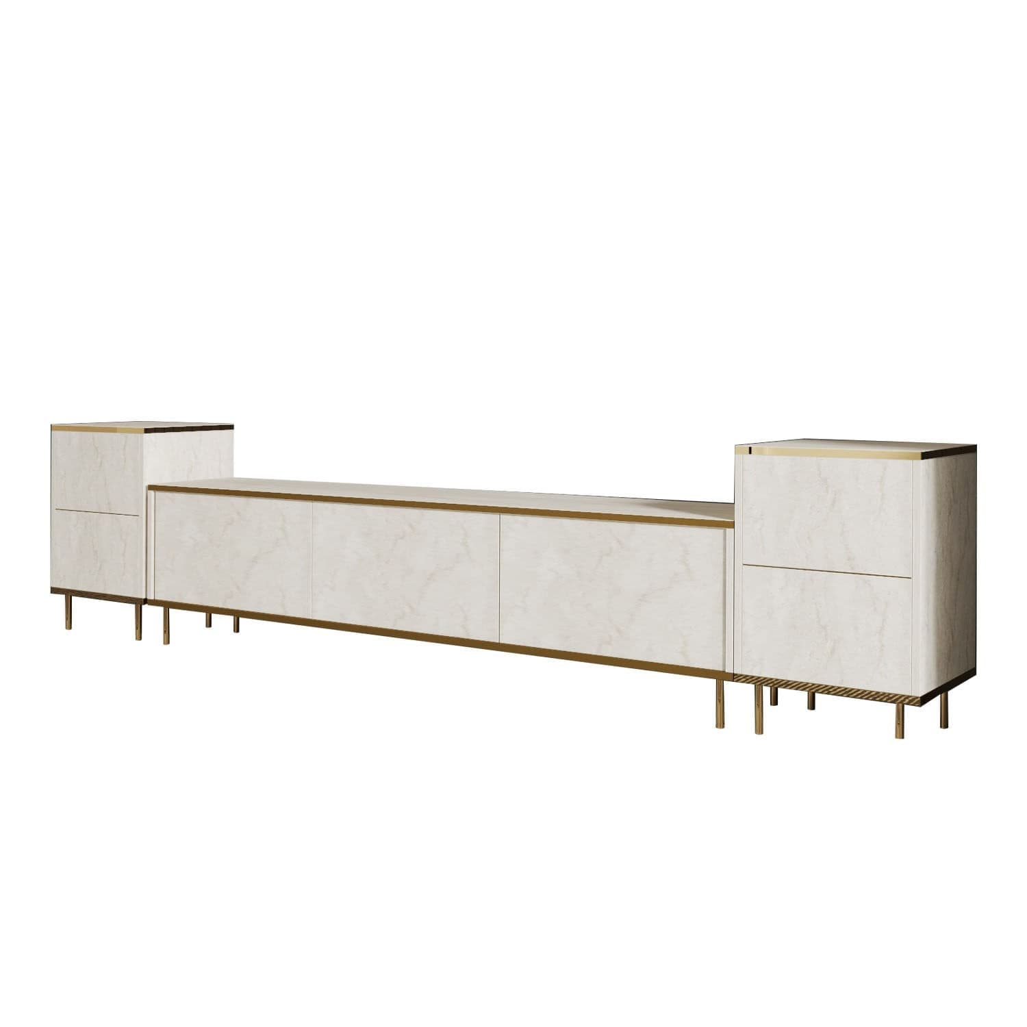 Corp tv, Hanah Home, panou de particule melaminat, travertin auriu, 180x45.2x35 cm