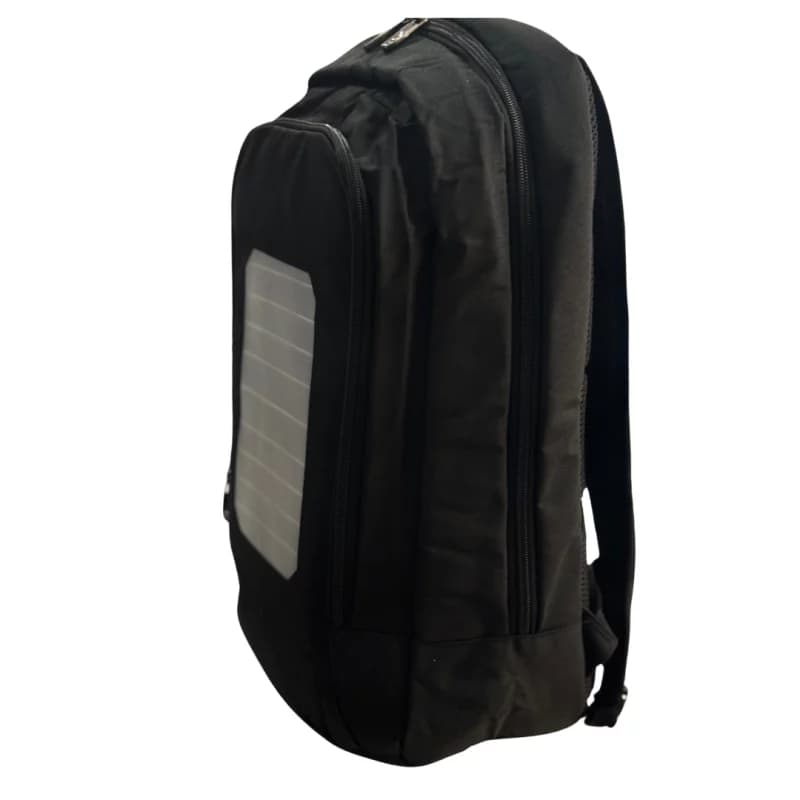 Rucsac negru cu panou solar , port USB și cablu